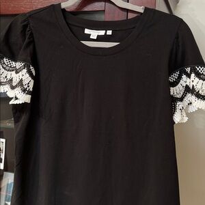 Elegant Black Top with Lace Sleeves